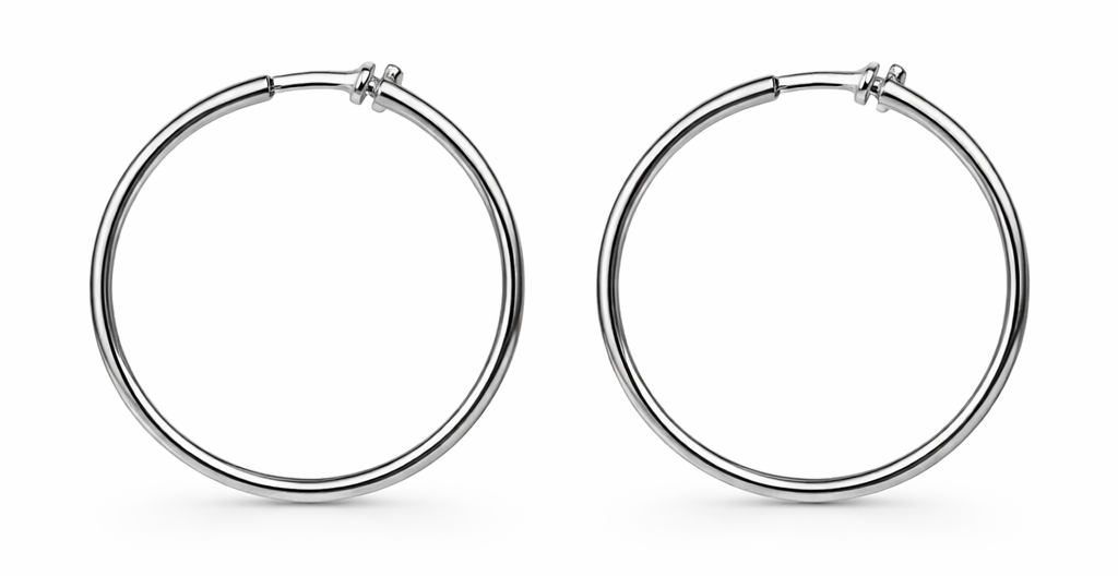 Pendientes aro finos plateados estilo clásico minimal