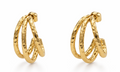 Pendientes triple aro dorados textura martillada