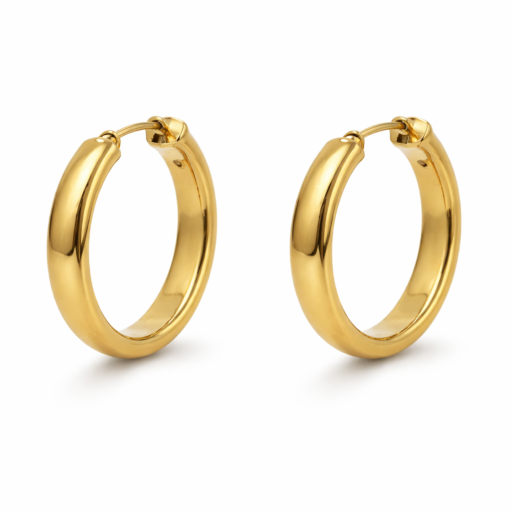 Pendientes Aro Dorado Clásico Pulido