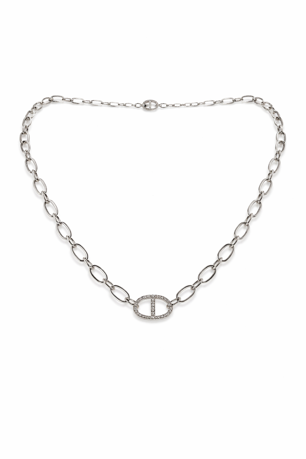 Collar de eslabones ovalados en Plata 925 con circonitas