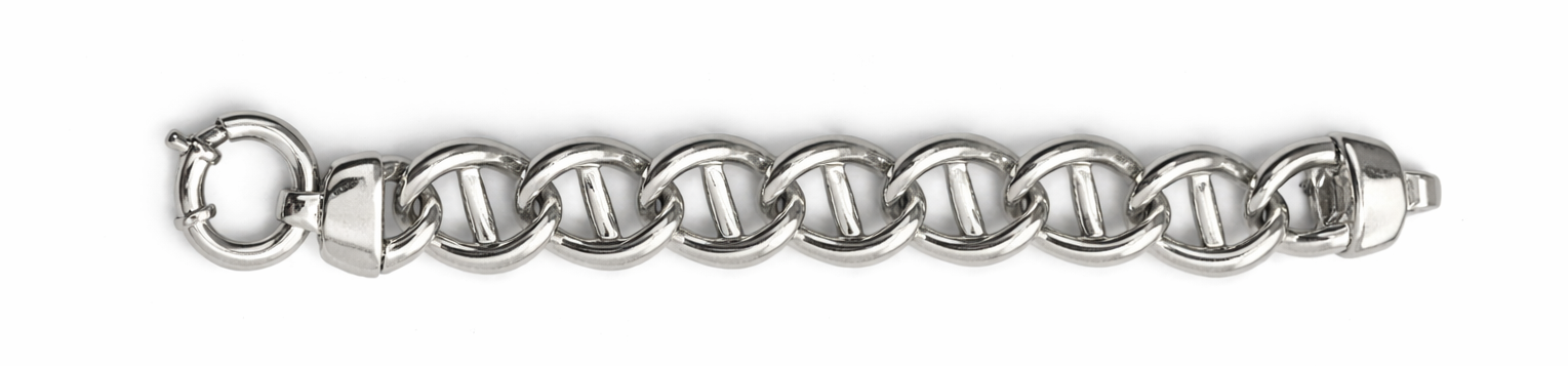 Pulsera de eslabón marinero en Plata 925 con cierre de aro