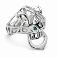 Anillo Pantera calada con ojo verde en Plata 925
