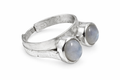 Anillo ajustable doble piedra cabujón en Plata 925