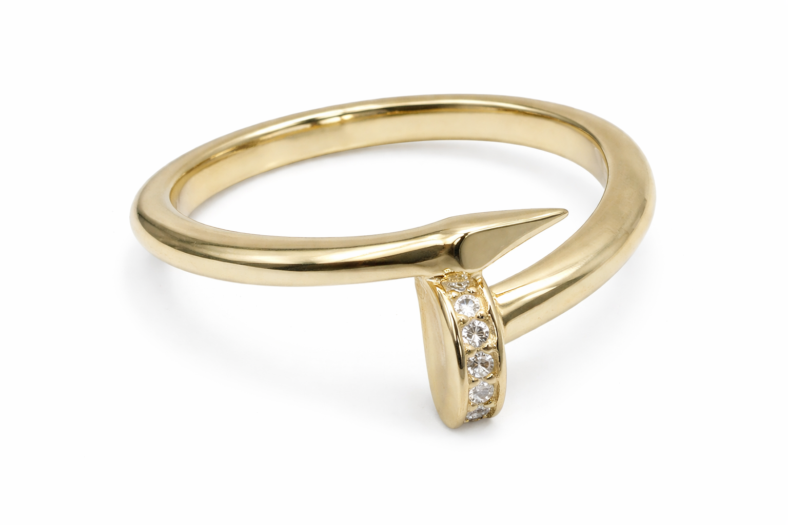 Anillo abierto cruzado dorado con circonitas en Plata 925