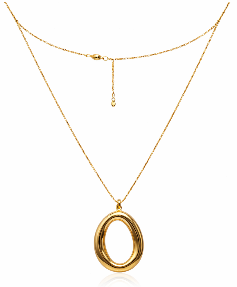 Collar Dorado con Colgante Ovalado Minimal