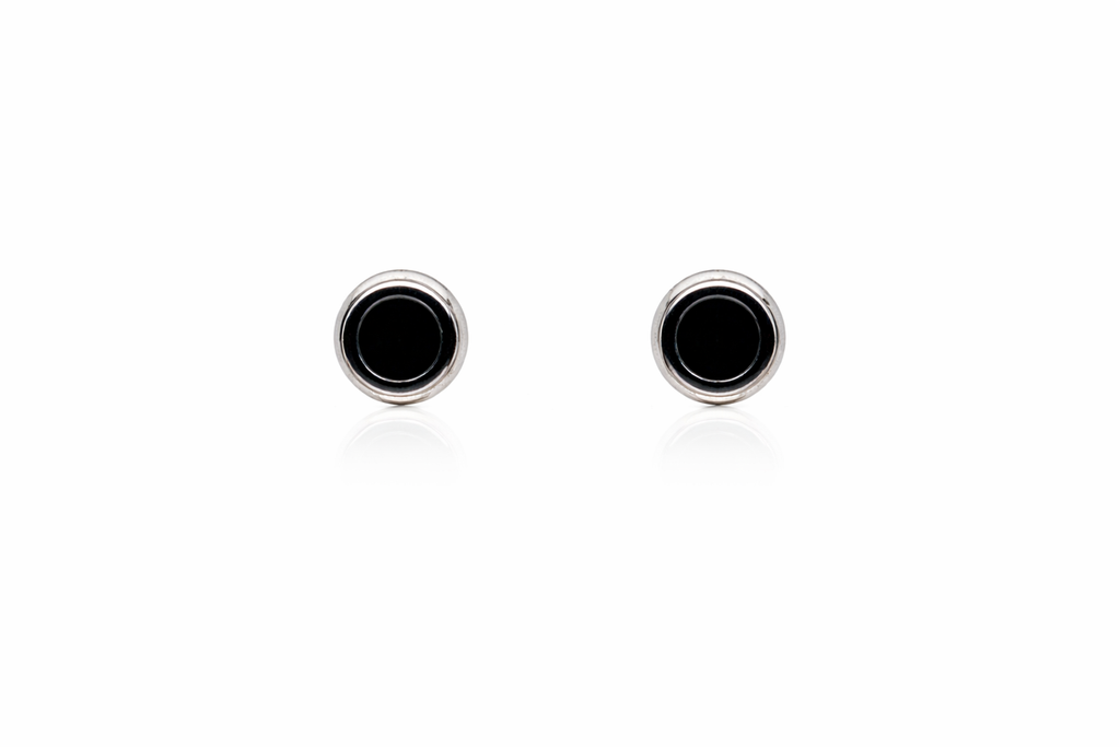 Pendientes Circulares Negros en Plata 925