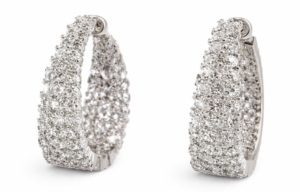 Pendientes Aro Pavé con Circonitas en Plata 925