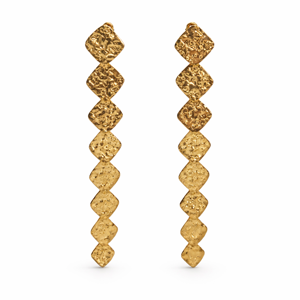 Pendientes Largos Dorados Texturizados