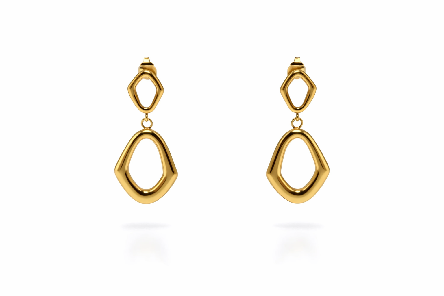 Pendientes Largos Dorados Diseño Geométrico Doble