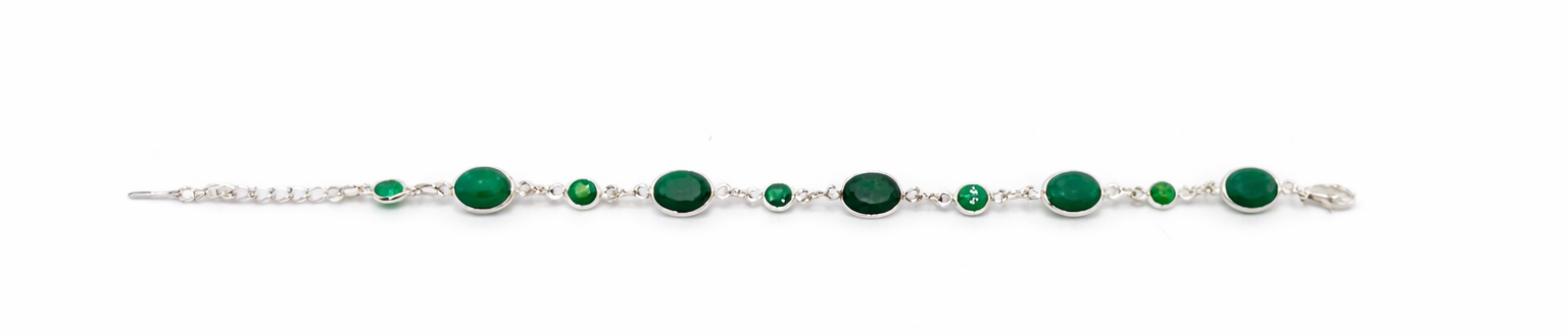 Pulsera de Piedra verde en Plata de Ley 925