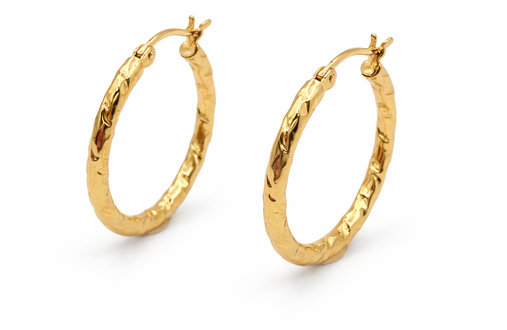Pendientes Aro Texturizado Dorado – Acabado Martillado