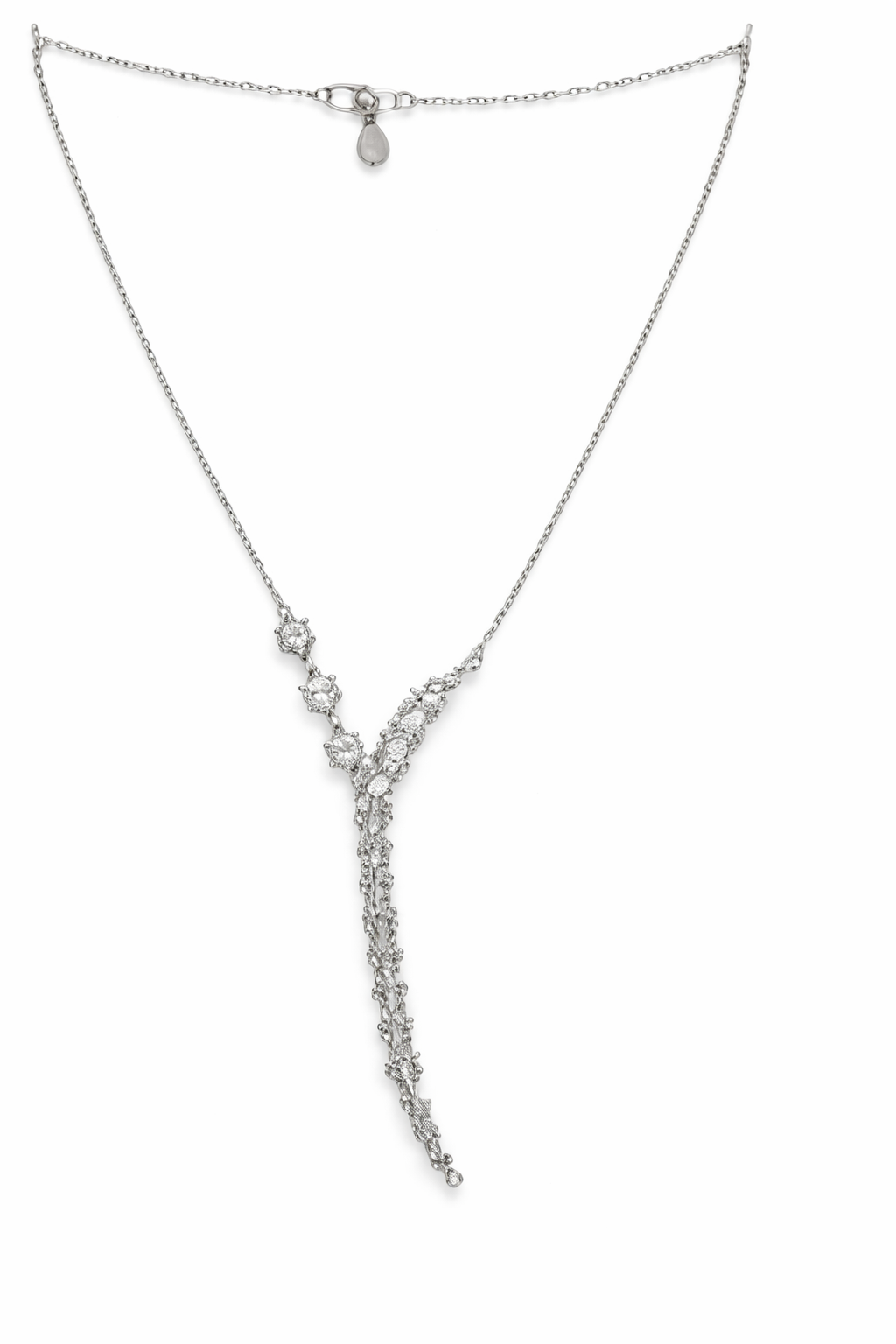 Collar Y en Plata 925 con circonitas blancas
