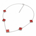 Collar Trébol Rojo en Plata 925