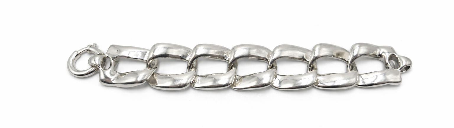 Pulsera Eslabón Grueso Tipo Cubana en Plata 925