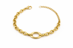 Pulsera de Cadena Dorada con Eslabón Oval Central