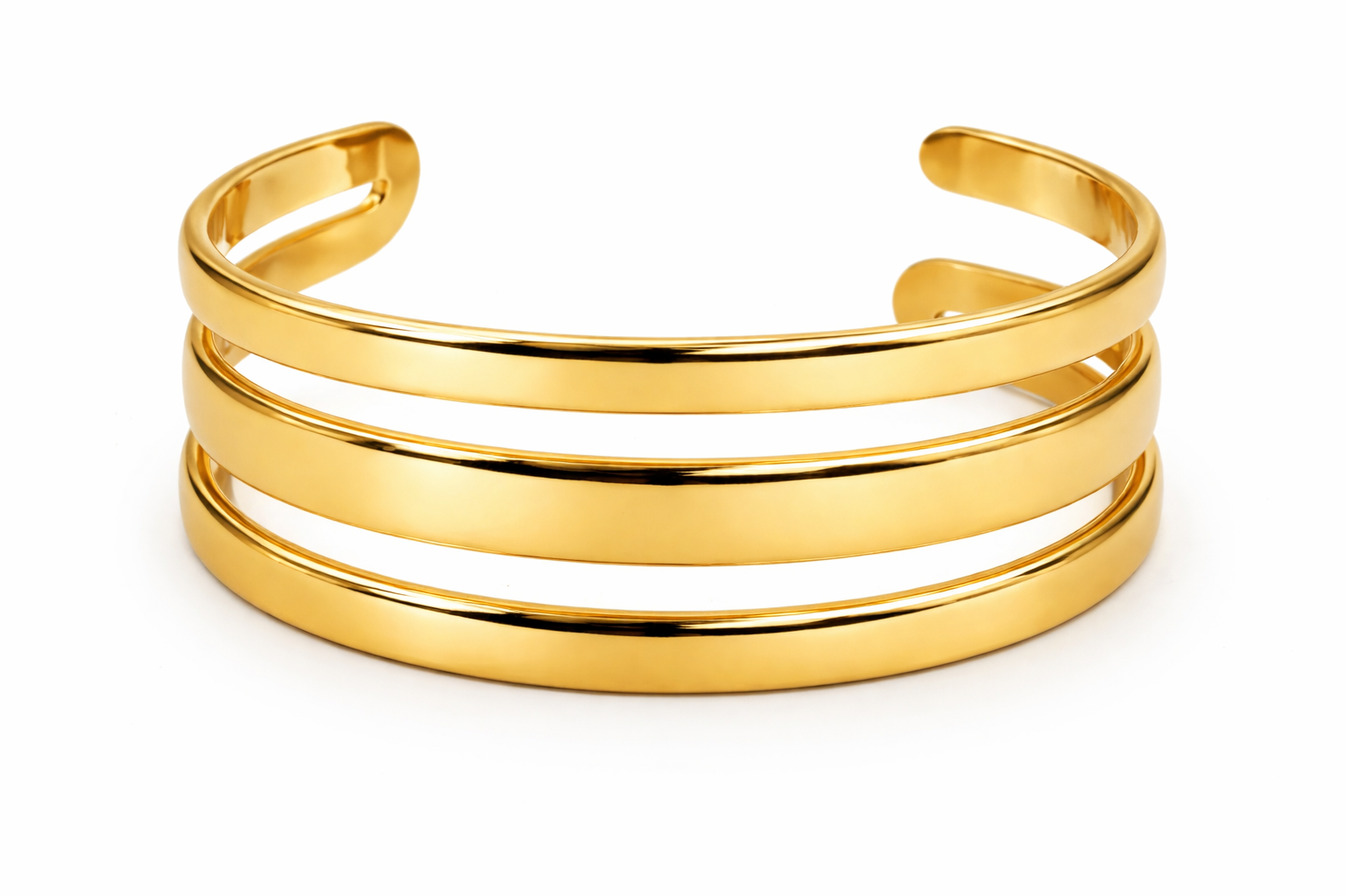 Brazalete Cuff Plateado Triple Aro