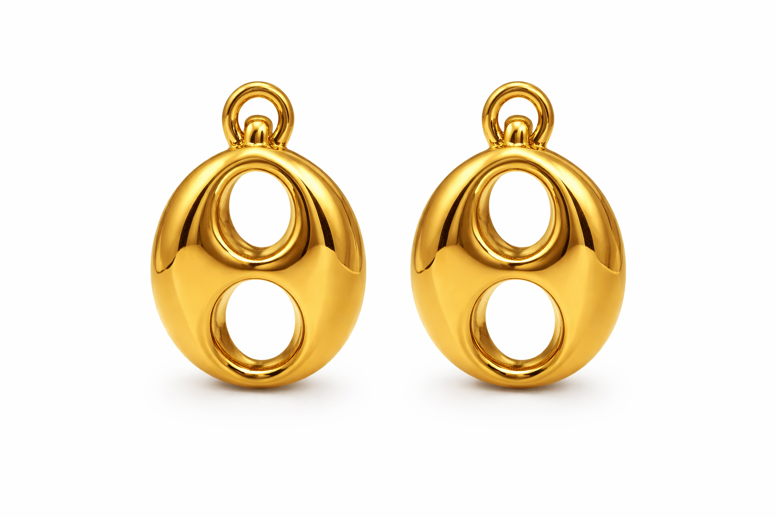 Pendientes Dorados Ovalados Doble Abertura