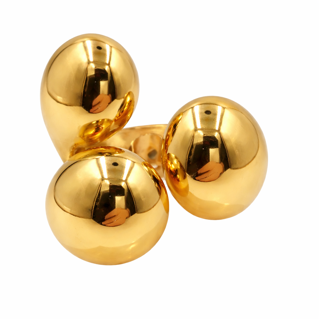 Anillo Triple Burbuja Dorado