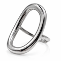 Anillo plateado de diseño oval abierto minimalista ajustable