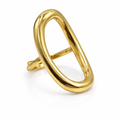 Anillo dorado de diseño oval abierto minimalista ajustable