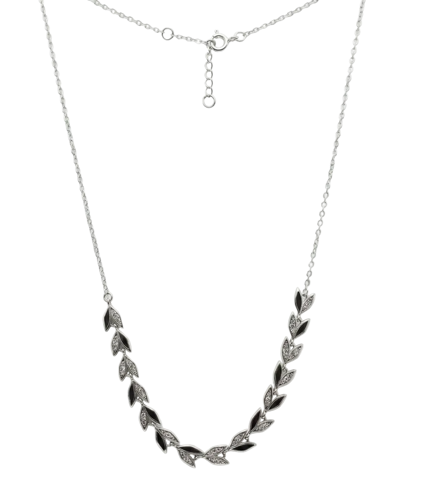 Collar Hojas con Circonitas en Plata 925
