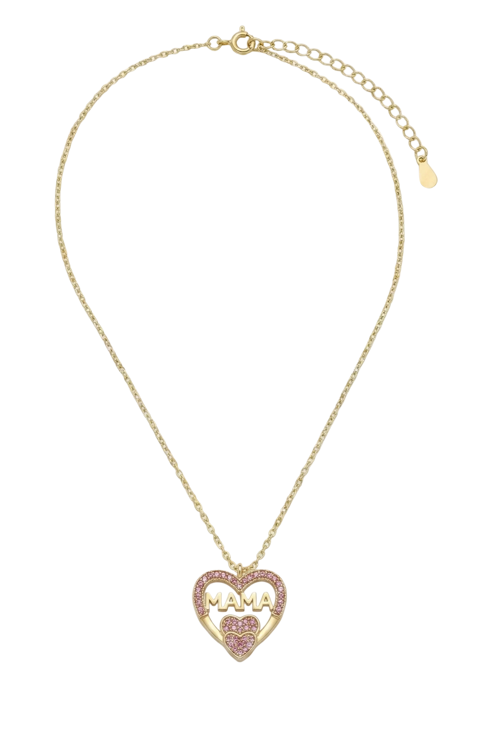 Colgante Corazón “Mamá” con Circonitas Rosas en Plata 925