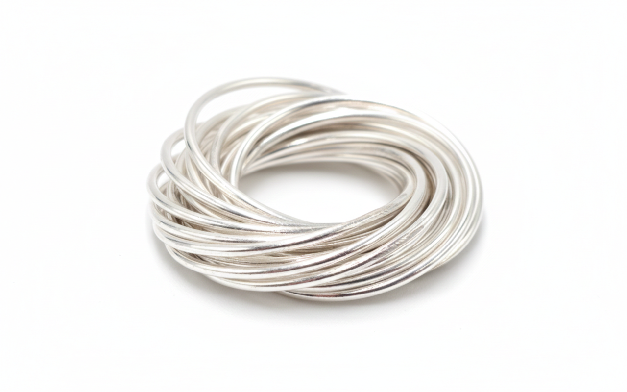 Anillo Multibanda Entrelazada en Plata 925