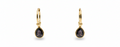 Pendientes Aro con Piedra Gota Negra en Plata 925 Baño Oro
