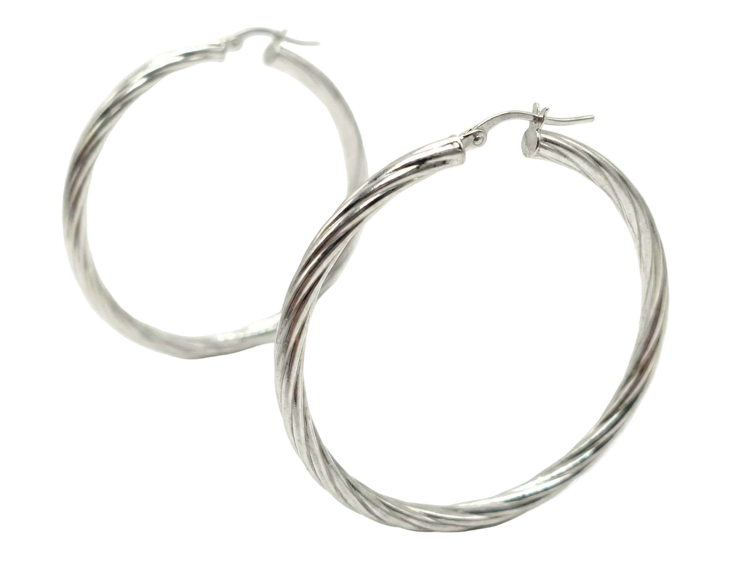 Pendientes Aro Trenzado Grandes en Plata 925