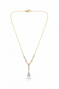 Collar Elegante con Circonitas y Colgante Lágrima en Plata 925 Baño Oro