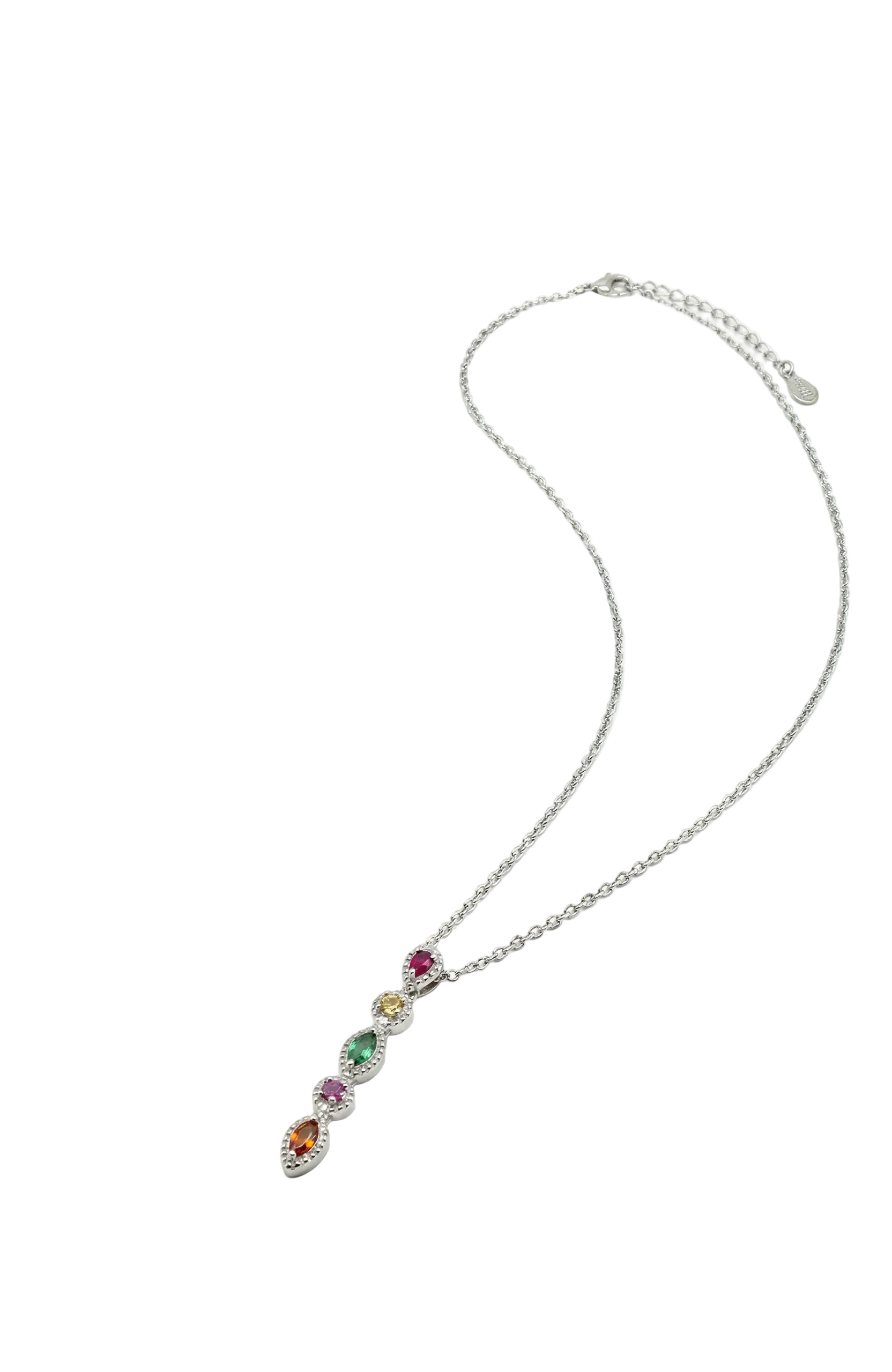 Collar Colgante Multicolor Vertical en Plata de Ley 925