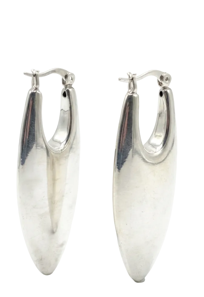 Pendientes Aro Ovalado Liso en Plata de Ley 925