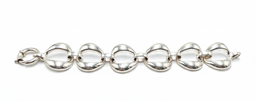 Pulsera Eslabones Ovalados Volumétricos en Plata 925