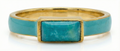Anillo Turquesa Rectangular Plata de Ley 925 Acabado Dorado