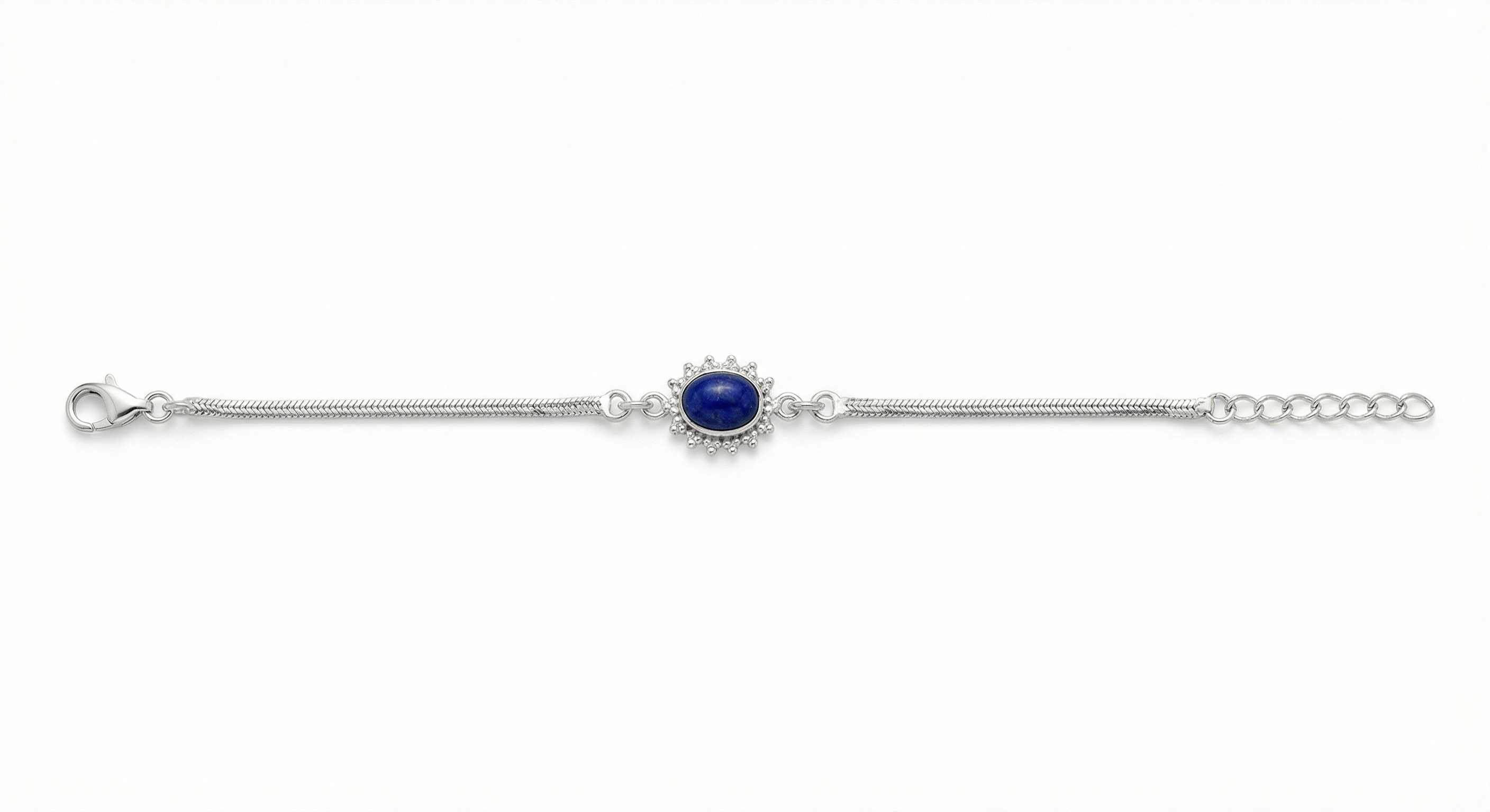 Pulsera Piedra Azul Oval Plata de Ley 925 Ajustable