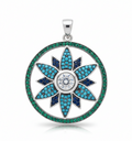 Colgante Mandala Floral Multicolor en Plata de Ley 925