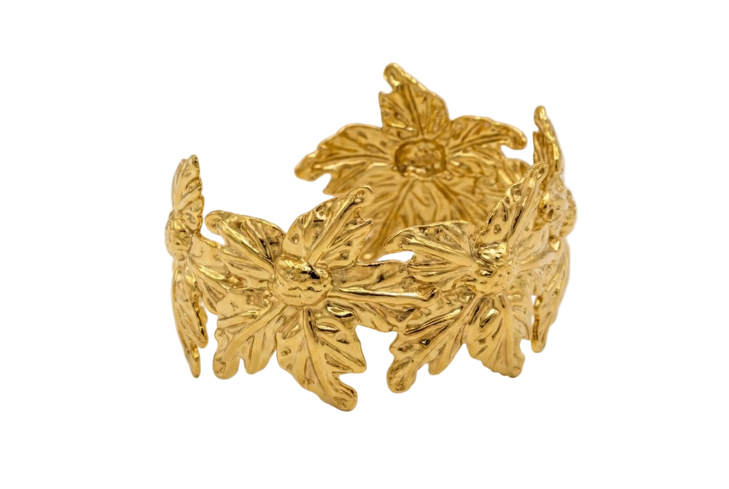 Brazalete Dorado Floral en Relieve