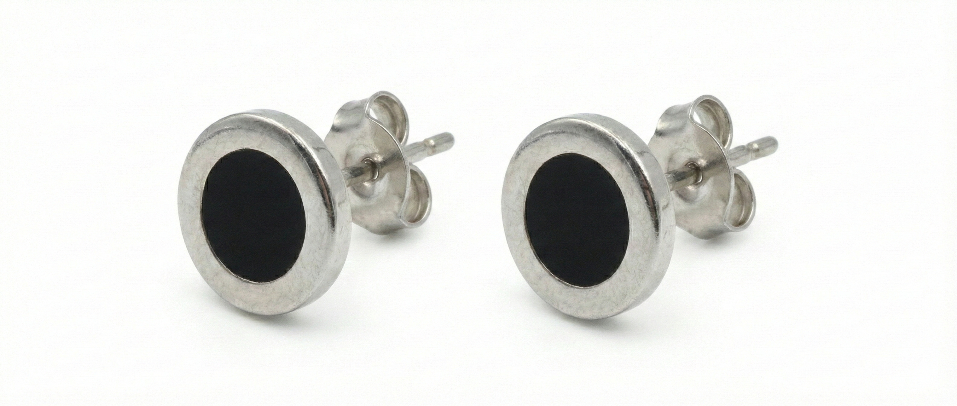 Pendientes Circulares Negros en Plata 925