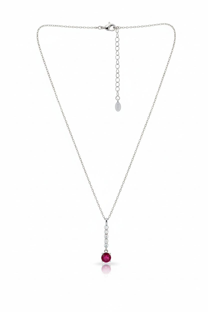 Collar Colgante Piedra Roja en Plata 925