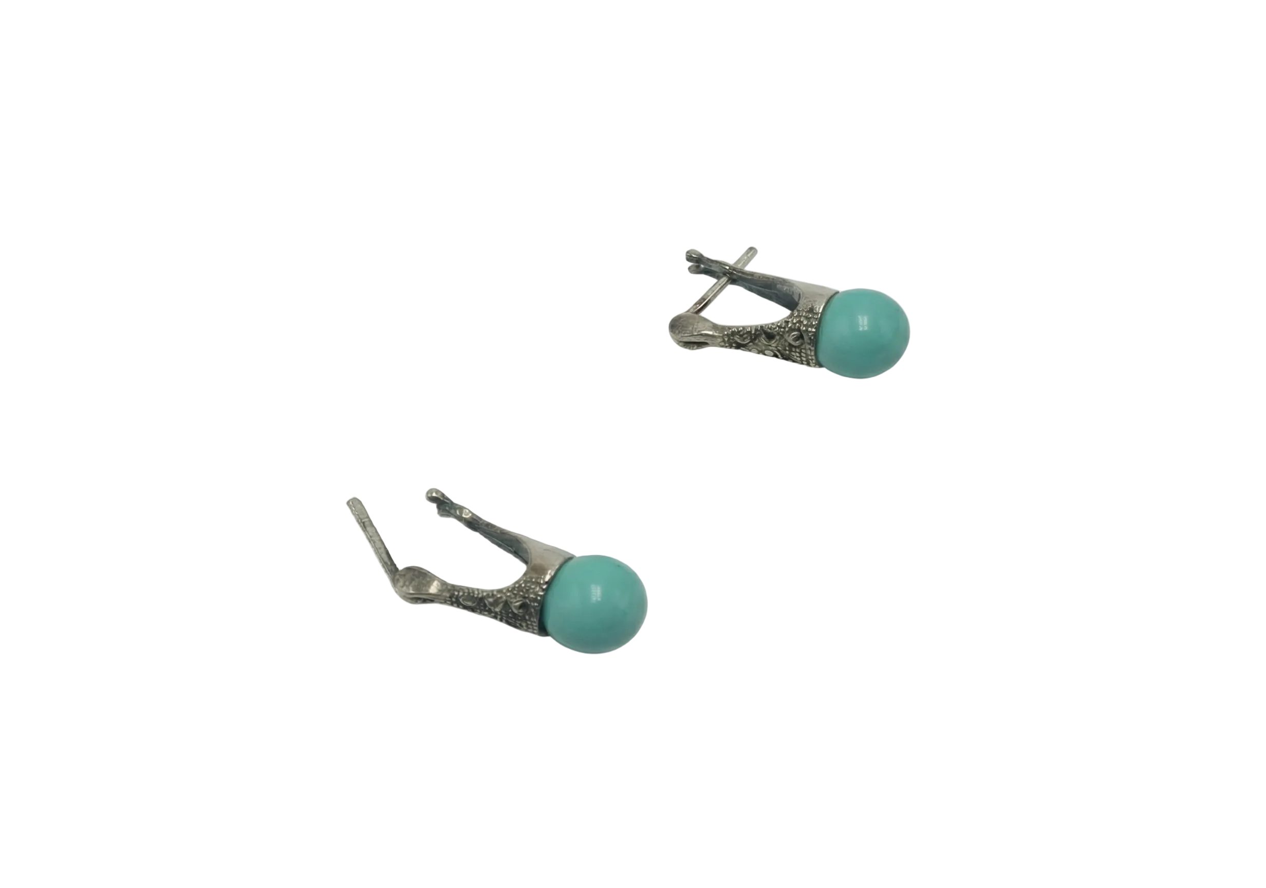 Pendientes Turquesa Natural en Plata 925