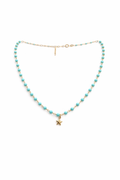 Collar de Cuentas Turquesa con Estrella Dorada en Plata 925 Baño Oro