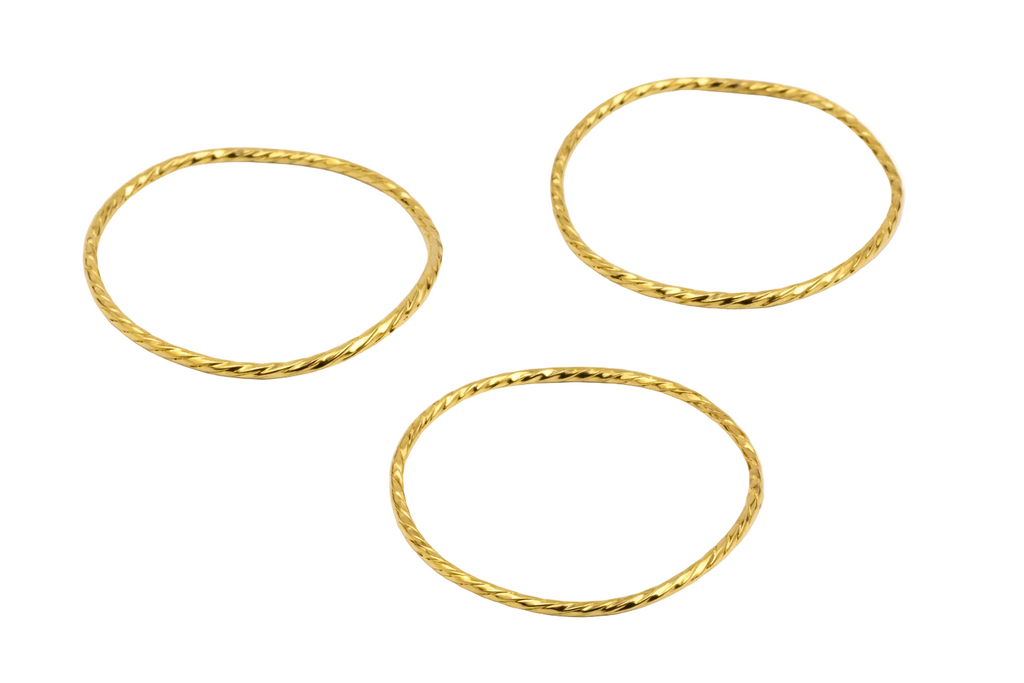 Pack 3 pulseras rígidas finas doradas torsionadas